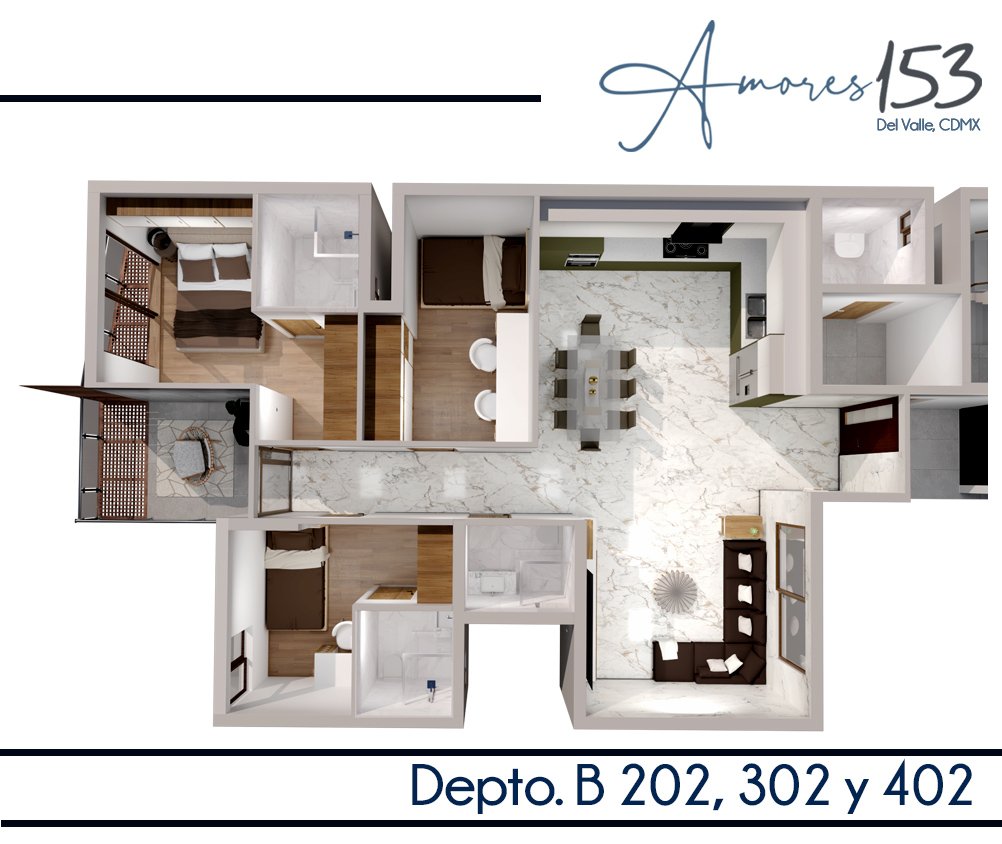 Depto. B 202, 302 y 402